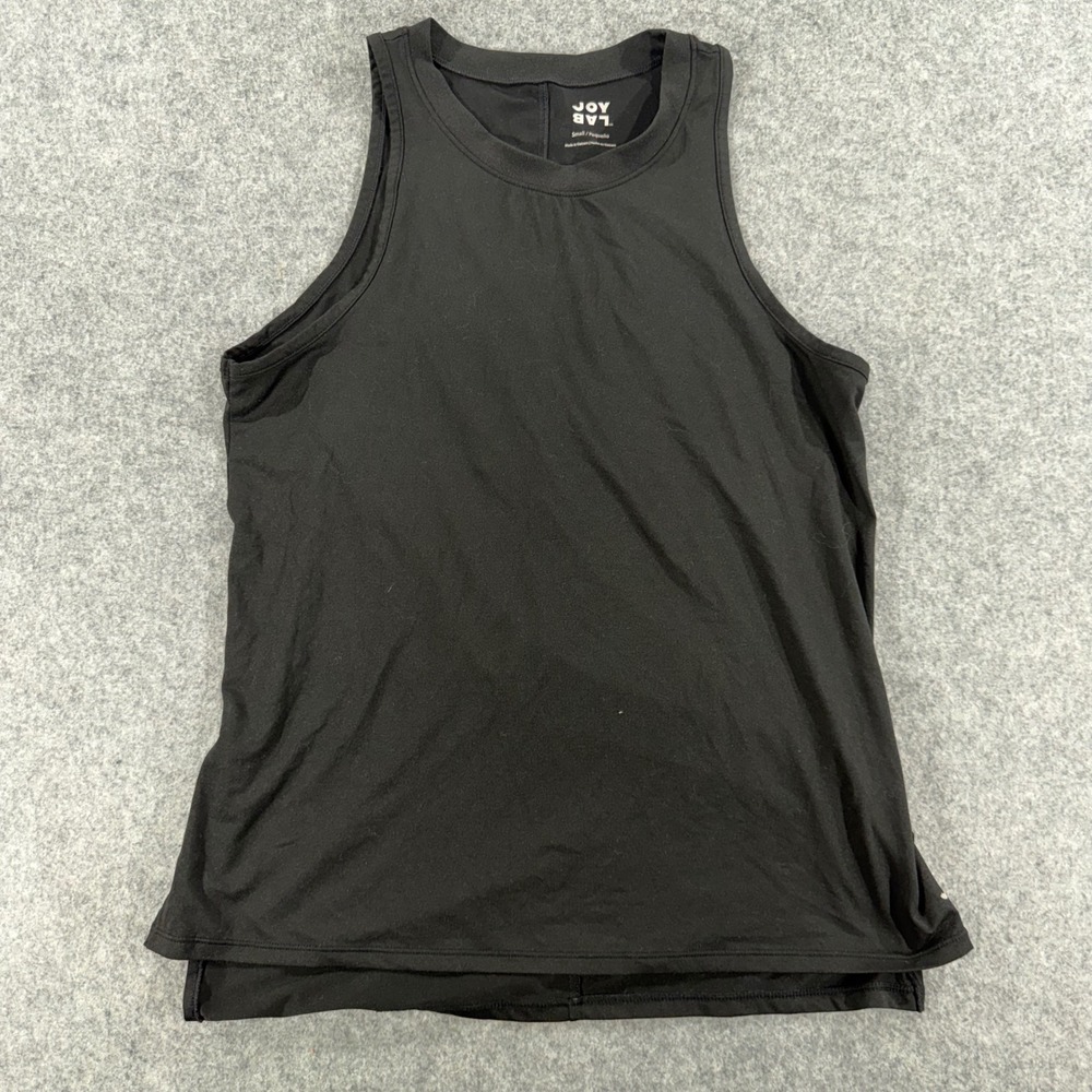 Joy Lab Womens High Neck Activewear Tank Top Black Small Racerback High-Low Hem